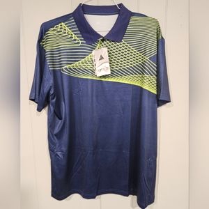 SR Speed Your Run German Designed Dry Fit Blue Green Polo Shirt Mens Size XL NWT
